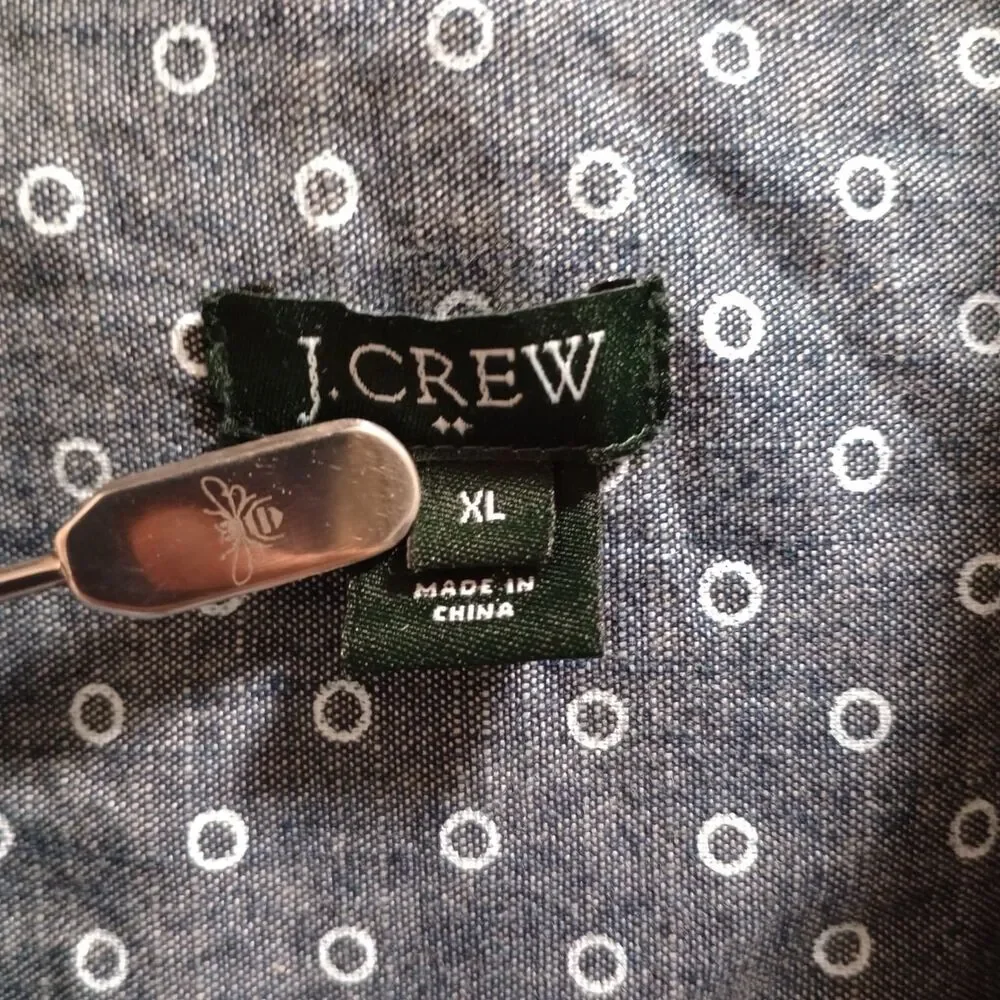 J. Crew Shirt Mens XL  Fit Button Down Long Sleeve Blue Circle Print Shirt